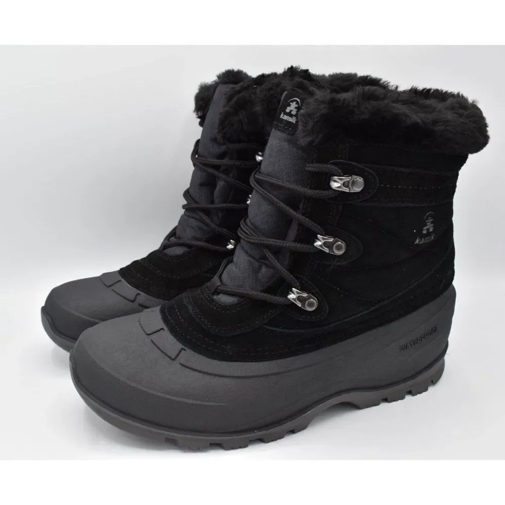 Kamik Womens Size‎ 7 Snowbound Black Waterproof Insulated Suede Winter Pac Boots